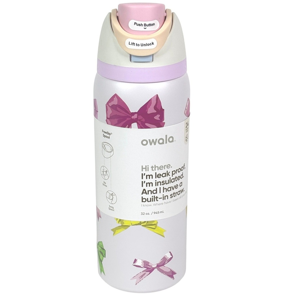Owala FreeSip 32oz Water Bottle Tied & True Bows Limited Edition NEW